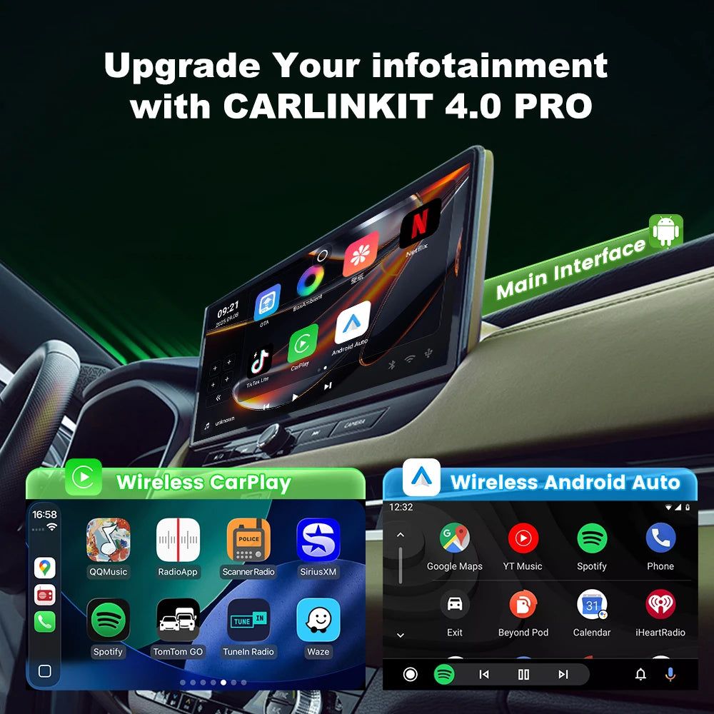 Carlinkit Android 12 CP2A Pro CarPlay Wireless Android auto Wireless Adapter Support Wired CarPlay Netflix YouTube TikTok Wifi