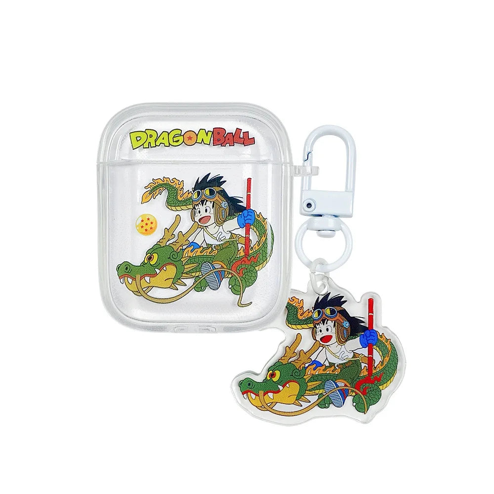 Dragon Ball Z Son Goku Anime Transparent Earphone Case for Airpods 4 1 2 3 Pro 2 Protective Shell with Pendant Headphone Cover