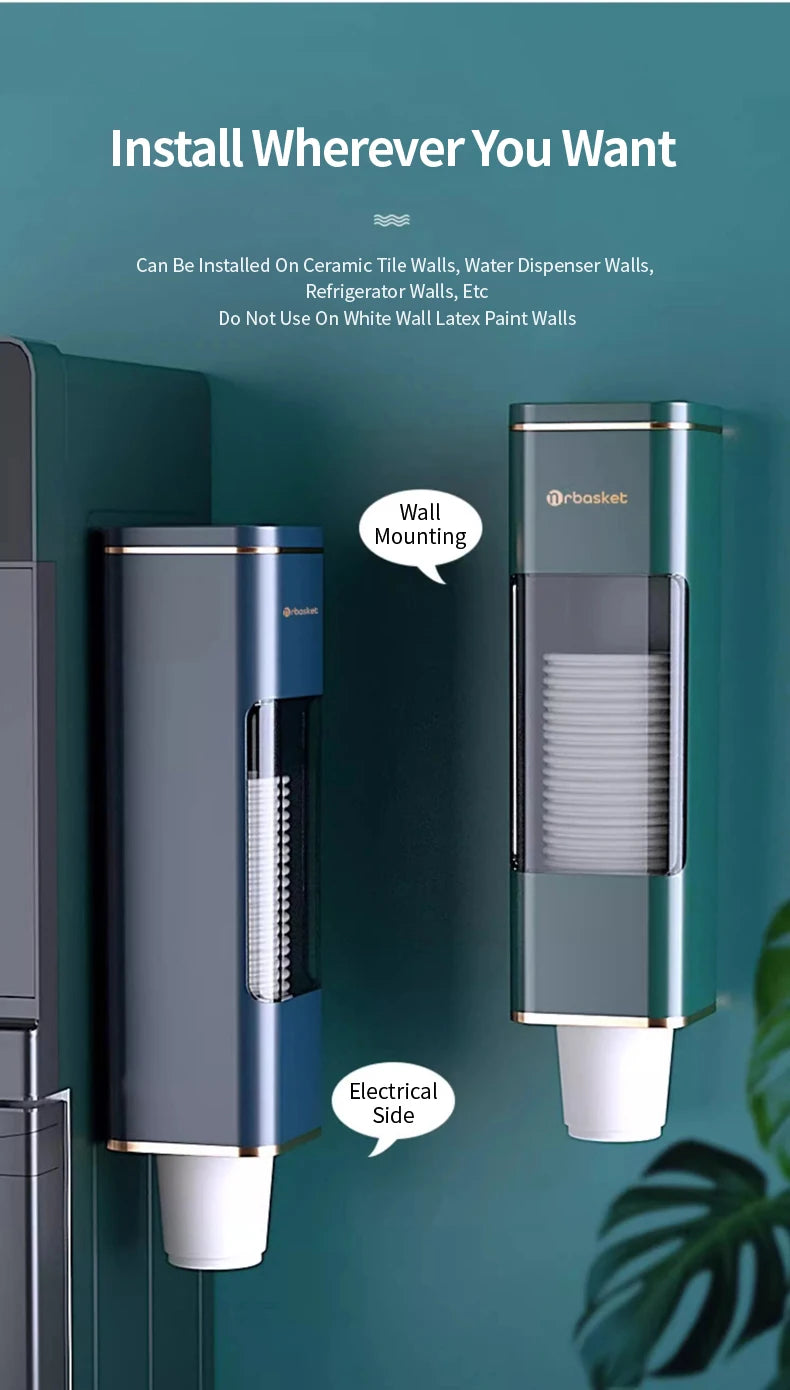 Disposable Cup Holder Cup Extractor Wall Mounted Non Perforated Dust-Proof Moisture-Proof Storage Rack