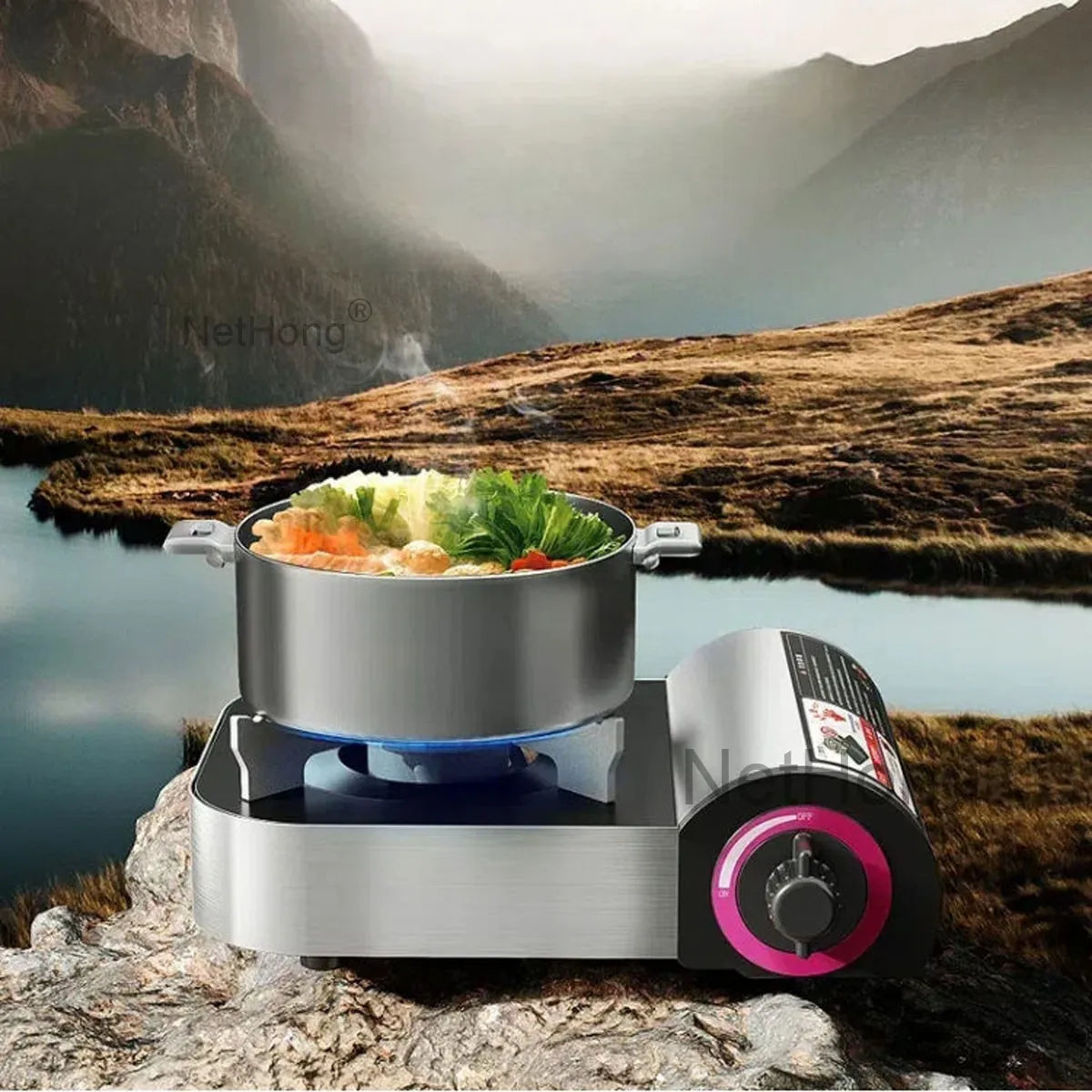 Safety Camping Gas Stove - Portable Single Burner with Auto Shut-Off, Windproof for BBQ Cooking & Outdoor Heating