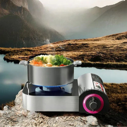 Safety Camping Gas Stove - Portable Single Burner with Auto Shut-Off, Windproof for BBQ Cooking & Outdoor Heating