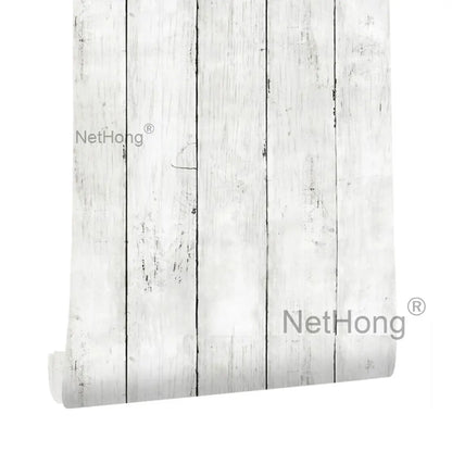6M Vinyl Ivory white wood grain Wallpaper Stickers Self Adhesive Paper Waterproof