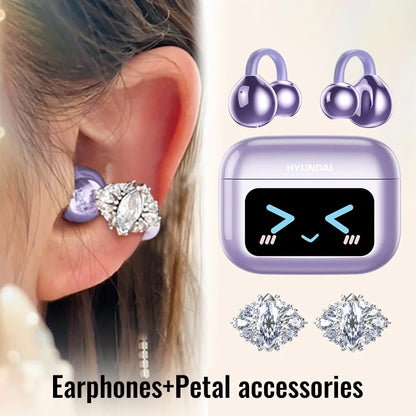 Choice HYUNDAI M100 Open Ear Gaming Earphones Sport Wireless Earbuds TWS Headset Hifi Sound Headphones With Mic For Android IOS