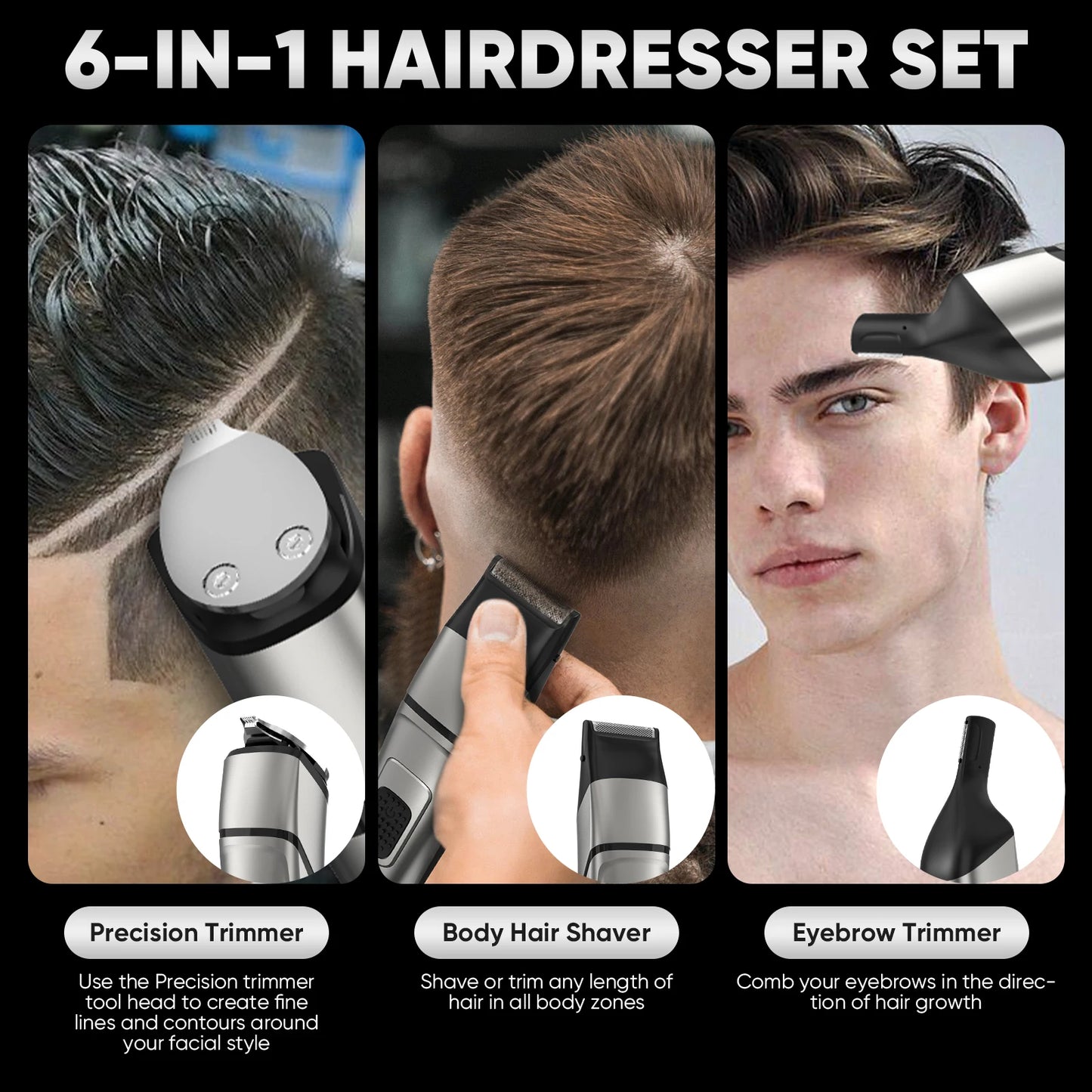 Sejoy MASTER Men's Grooming Kit 5 In 1 Multifunctional Electric Hair Clippers Rechargeable Razor Men Beard Nose Trimmer