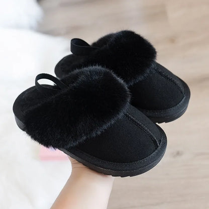Kids Winter Slippers - Luxury Fur Lined Non-Slip Indoor Boots for Boys & Girls