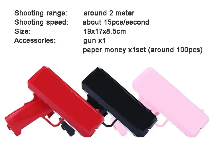Shoot Money Gun Toy Funny Party Game Shoot Pistol Paper Money Wedding Birthday Christmas Decoration Shooter Throwing Kids Toys