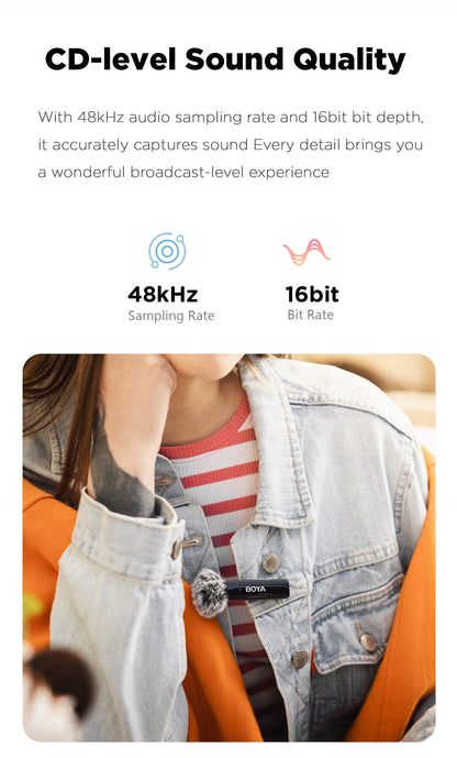 BOYA BOYALINK Wireless Lavalier Lapel Microphone for iPhone Android DSLR Camera Youtube Live Streaming Audio Recording Interview