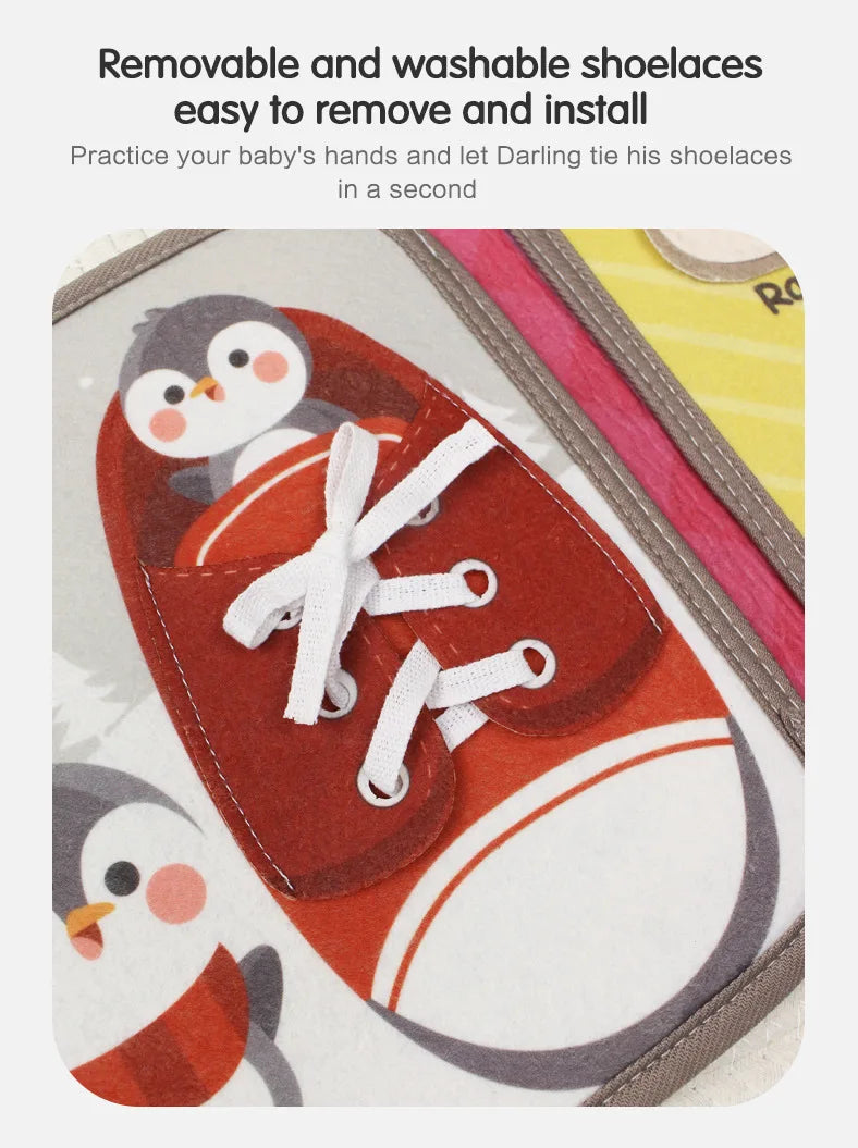 Montessori Busy Book Baby Early Education Book，Puzzle Toy, Animal Cognitive Fabric Book, Repeated Paste Book & Sensory toys