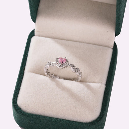 Pink Zircon Bow Heart Rings For Women Gold Plated 18K Plated Adjustable Heart Ring 2026 Trend Wedding Aesthetic Jewelry Gift