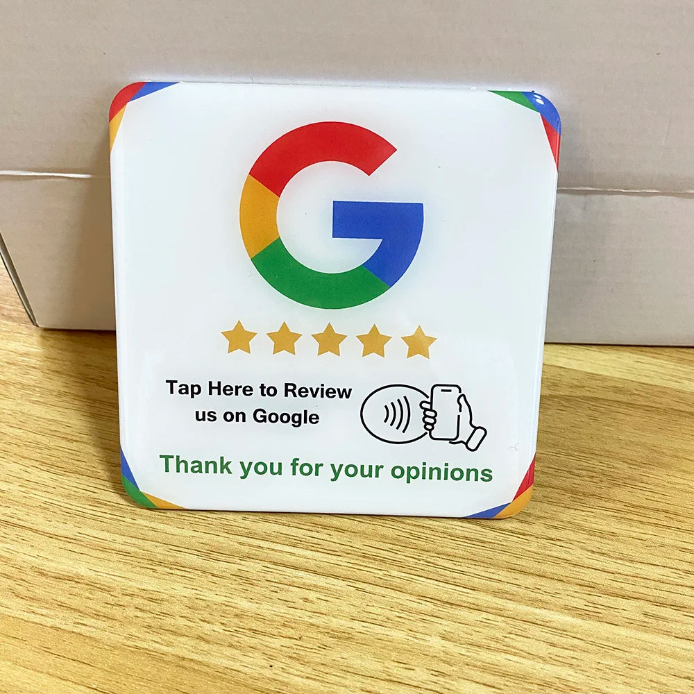 3.93"X3.93" Instagram Facebook Google Tripadvisor Trustpilot Review NFC Tap Card Sign Self-Adhesive Epoxy Plate Sticky