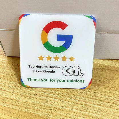 3.93"X3.93" Instagram Facebook Google Tripadvisor Trustpilot Review NFC Tap Card Sign Self-Adhesive Epoxy Plate Sticky