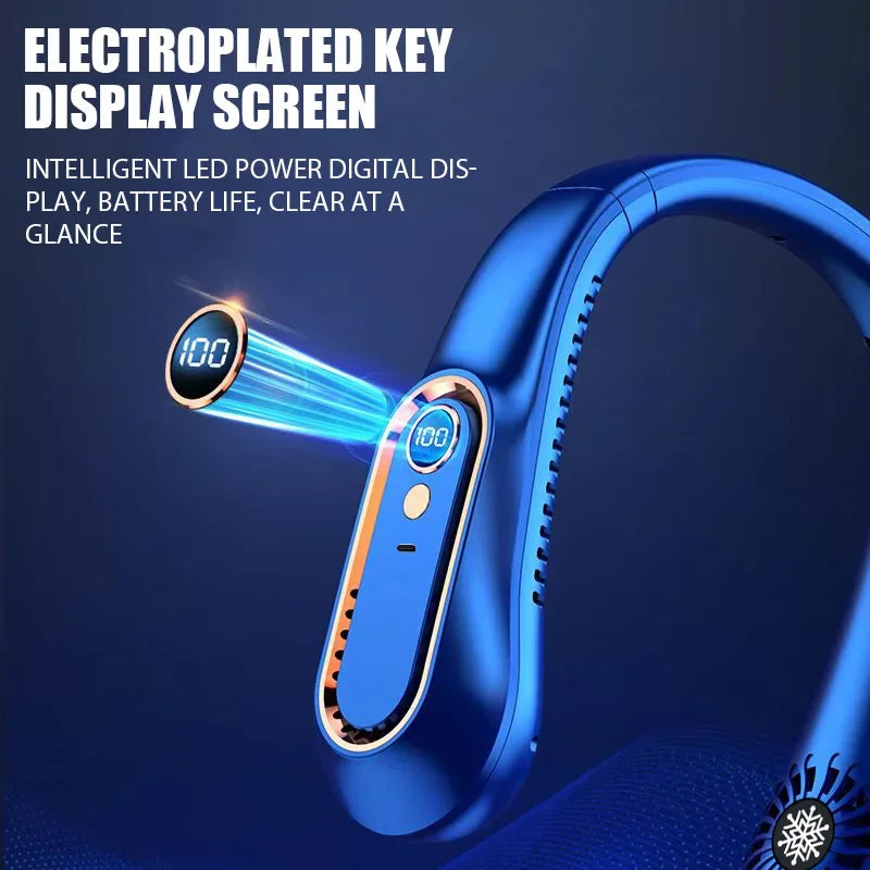 Portable Mini Hanging Neck Fan Bladeless Neckband Fan Digital Display Power Air Cooler USB Rechargeable Electric Fans Duct fan