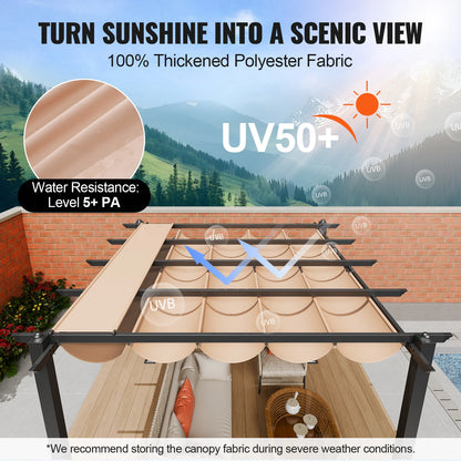 VEVOR Outdoor Retractable Pergola with Canopy Aluminum Pergola with Canopy Modern Pergola with Sun Shade Canopy for Patios