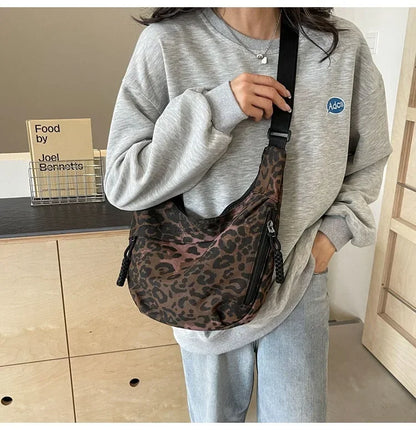Leopard Print Crossbody Bags for Women Corduroy Casual Shoulder Tote Bags Ladies Sac A Main Femme Designer Luxury Handbags 2024