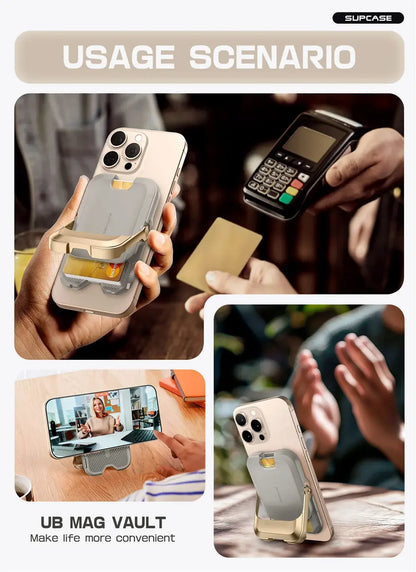 SUPCASE Magnetic Wallet Phone Stand Card Holder for iPhone 16/15/14/13 Series Strong Magnetic Lock Wallet with Stand