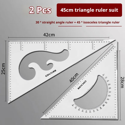 Multifunctional Triangular Ruler 18/22/27/32/37/42CM Hand-drawn Triangle Board Protractor Woodworking Interior Drawing Design