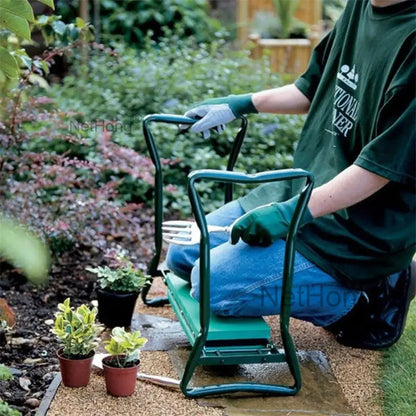 Garden Kneeler 2-In-1 Folding Gardening Padded Seat And Kneeling Stool Tool Bag~