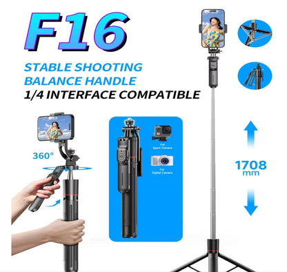 FANGTUOSI New 1.7M Wireless Selfie Stick Tripod Foldable Stand For Gopro Action Cameras Smartphones Balance Steady Shooting Live