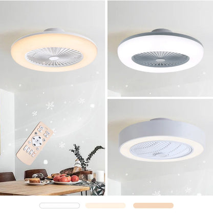 KOMORE Round Acrylic LED Ceiling Light Fan with Remote Control 3 Colour Temperature for Office, Living Room, Bedroom