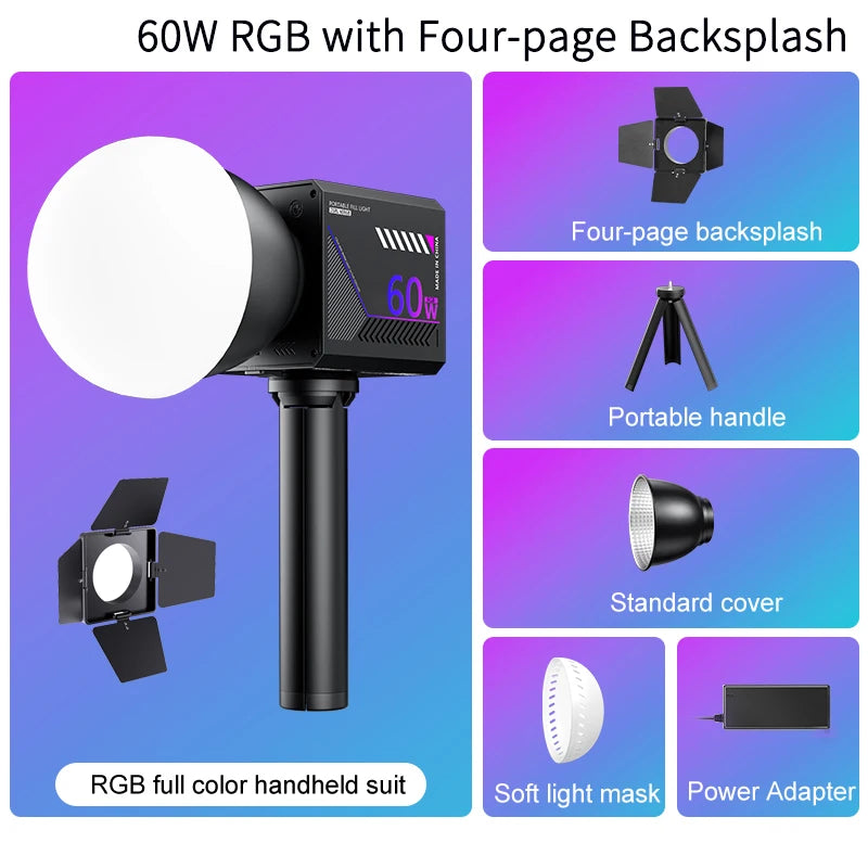 RGB Video Light Portable LED Photography Studio Light with 10000mAh Rechargeable for Vlog Streaming LIVE Photo Fill Lamp