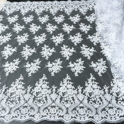 White African Lace Fabric 2025 Embroidered Nigerian Lace Fabric High Quality Cord lace French Tulle Fabric Wedding L-W006A