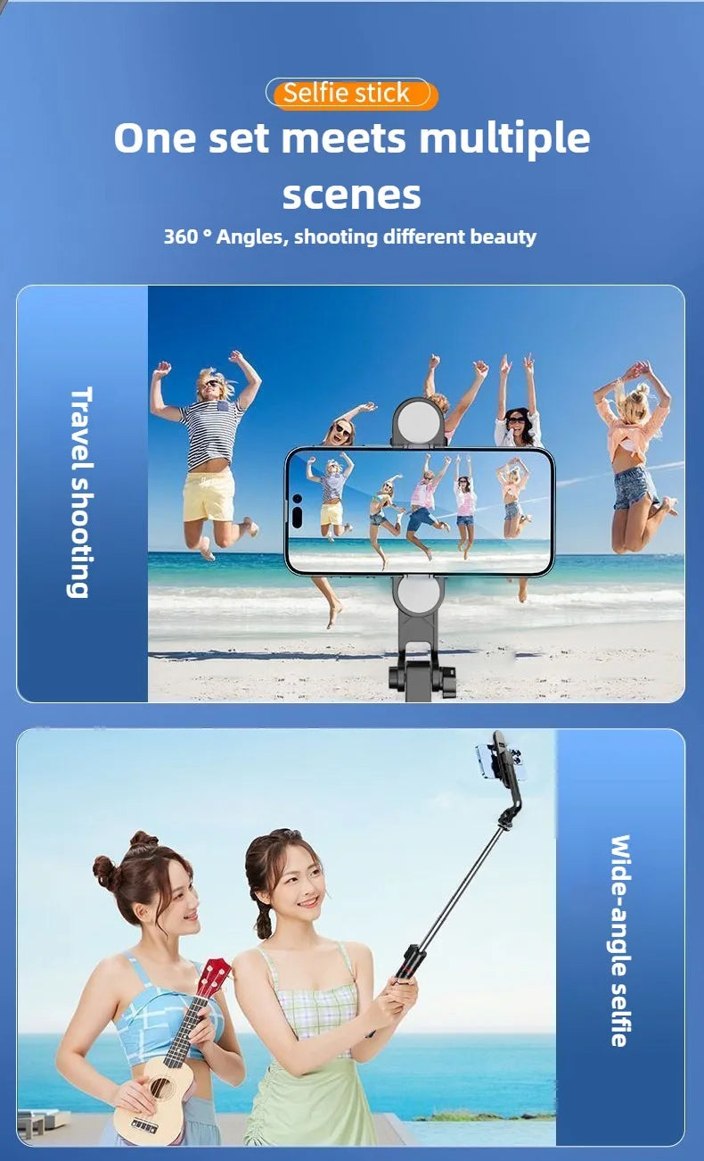 1.8M Long Extended Bluetooth Wireless Selfie Stick Live Broacast Stand Holder Tripod Foldable With Fill Light For Smartphones