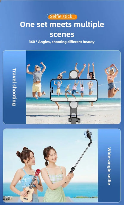 1.8M Long Extended Bluetooth Wireless Selfie Stick Live Broacast Stand Holder Tripod Foldable With Fill Light For Smartphones