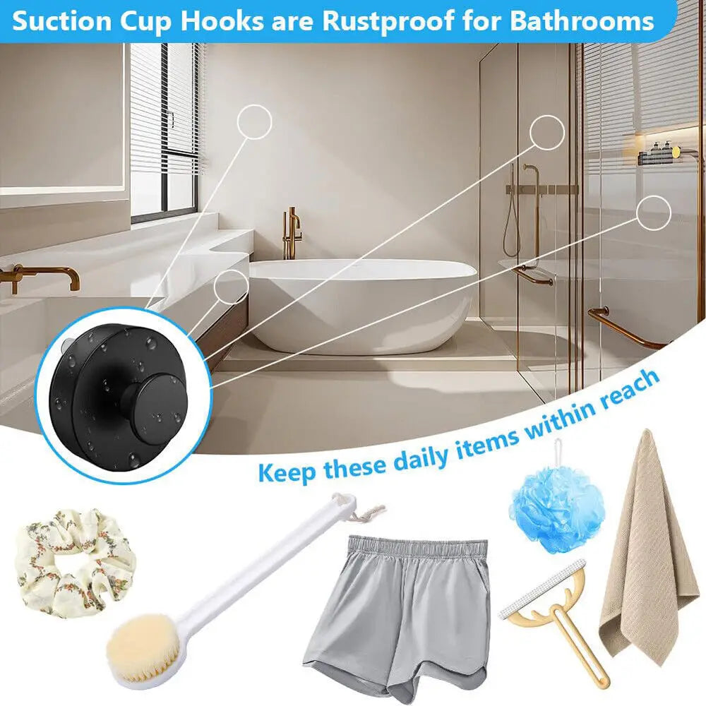 2/4x Stainless Steel Suction Cup Hook Waterproof Wall Mount Hooks Punch-free Reusable Kitchen Bathroom Wall Hanger Towel Clothes