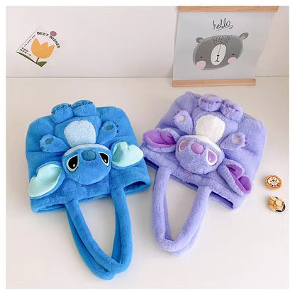 Disney 2025 New Cartoon Plush Doll Shoulder Bag Sweet and Cute Stitch Strawberry Bear Soft Cute Girls Handbag
