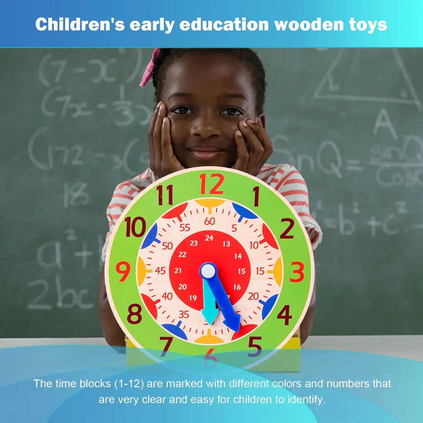 Kids Montessori Wooden Clock Toys Time Learning Teaching Aids Educational Toys For Children Primary School Clever Board Toy