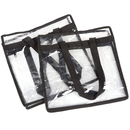 2Pcs Clear Tote Bags Large Capacity Transparent Shoulder Bag with Zipper Flexible Clear Lunch Bag Multipurpose Transparent Totes
