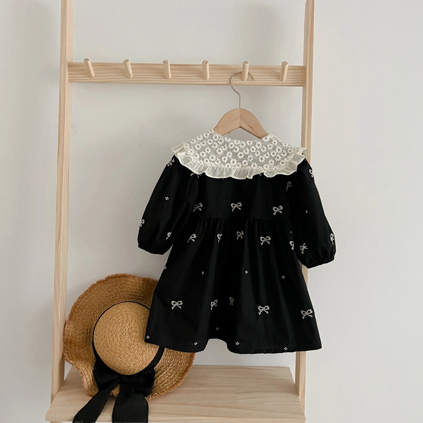 Autumn 0-6Yrs Girls Princess Dress Baby Girl Clothes Clothes Butterfly Collar Baby Girl One Piece Clothes Embroidery Kids Dress