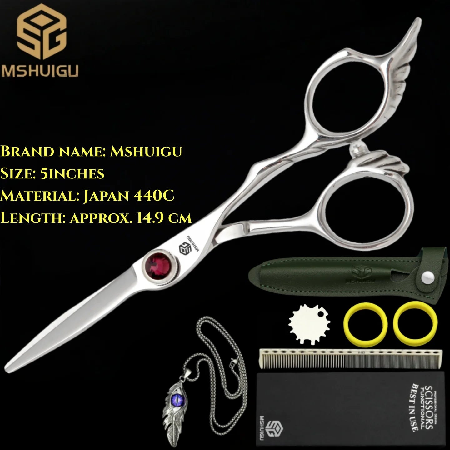 MSHUIGU professional barber Small size scissors 440C 5-5.5-6inch Multifunctional thinning shears Salon Tool Accessories