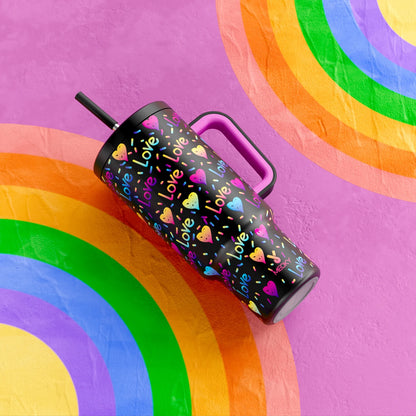 Meoky Cup 40oz Large Tumbler Straw Cup with Lid leak-proof Sainless Steel Vacuum Insulated Car Mug Water Bottle Pride Month