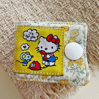 Hello Kitty Data Cable Organizer Fabric Sanrio KT Cat Charger Cord Storage Holder Data Line Bobbin Winder