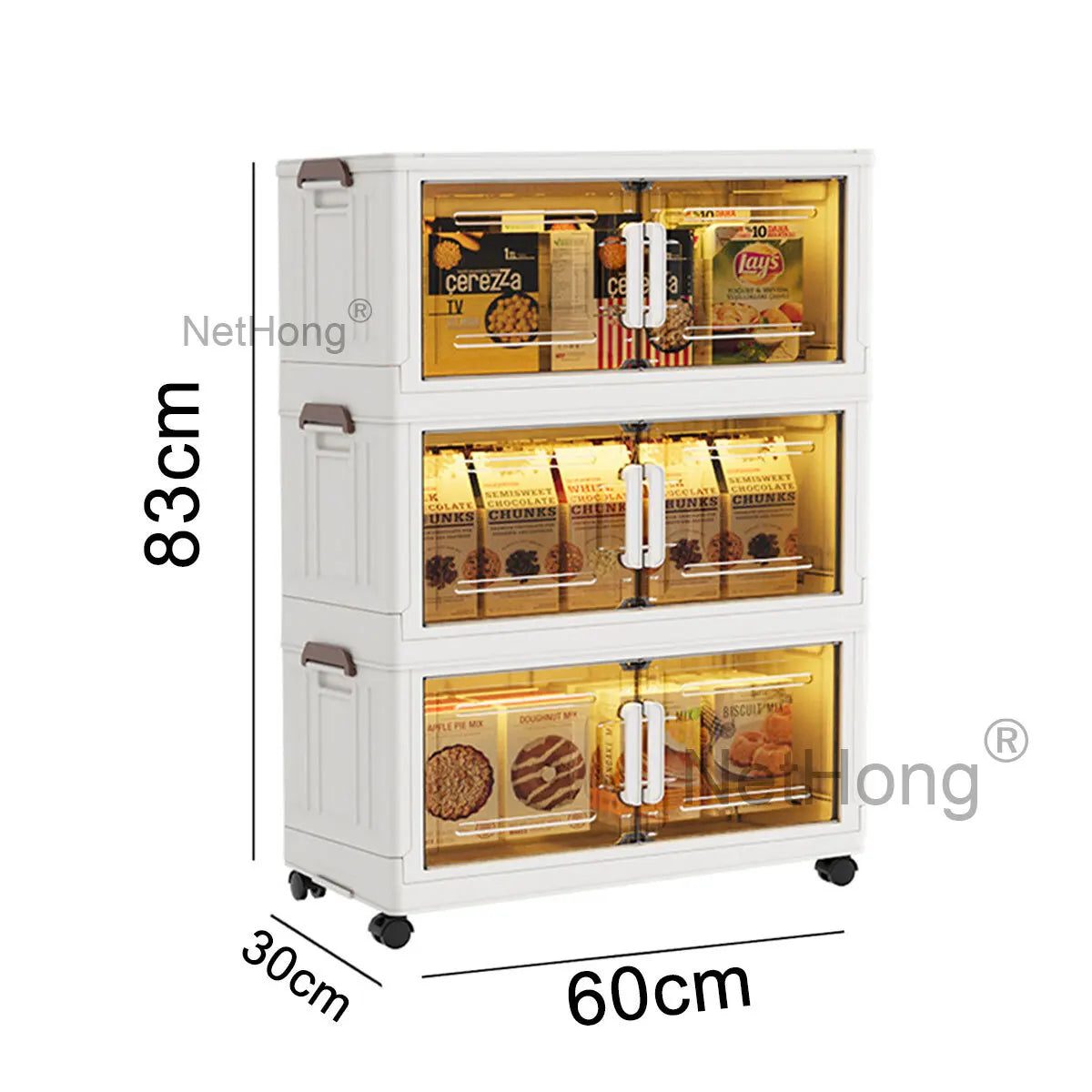 3/4/5 Tier Stackable Foldable Storage Organizer Folding Closet Bins With Lid&Wheels