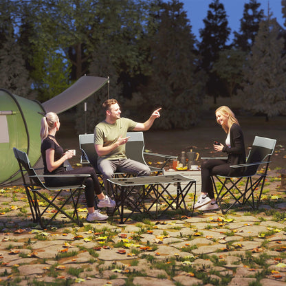 Outsunny 4 Piece Foldable Camping Table and Chairs Set, Grey