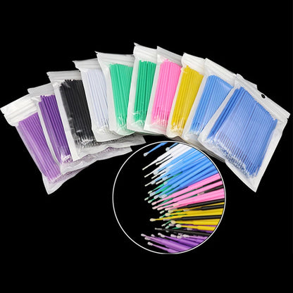 100Pcs Eyelash Cleaning Brush Lash Extension Micro Cotton Swab Individual Eyelashes Microbrush Beauty Makeup Clean Remover Tools