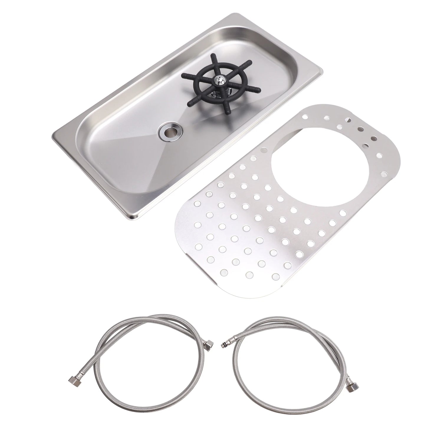 Built-in Cup Washer Stainless Steel Glass Cleaning Rinser High Pressure Cup Washer With Drain Drip Tray Hose For Bar Coffee Shop