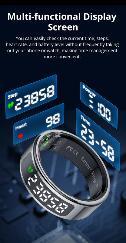 New COLMI R12 Smart Ring, Wireless Charging, Display and Touch, Health Manager, Multi Sports Modes For Men Women, Gold, Silver