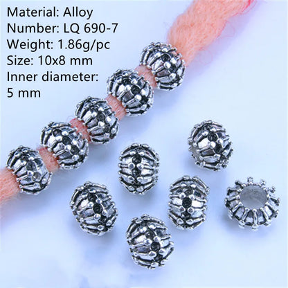 5 Pcs Antique Silver Hair Braid Dread Dreadlock Beads Cuffs Tuber Approx 8mm Inner Hole for Hair Styling Accessories Tool