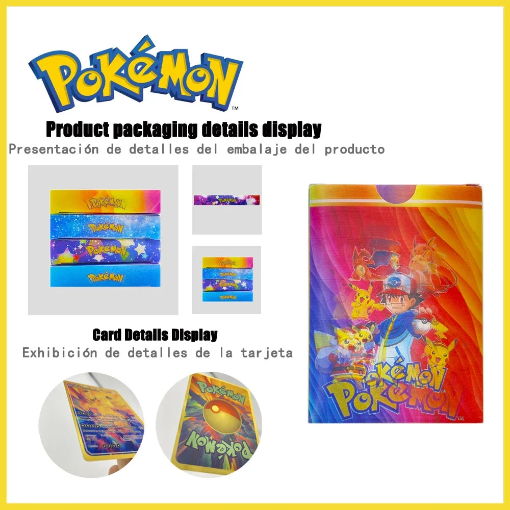 27pcs/50pcs Pokemon 3D Conversion Card English Version Vmax Charizard Pikachu Pikachu Rare Collection Trainer Colorful Card Box