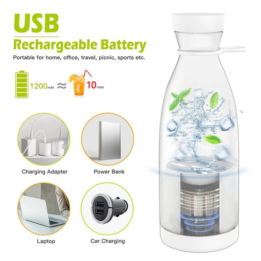 300ML Portable Blender Electric Juicers USB Rechargeable Smoothie Mini Blender Personal Juicer -White