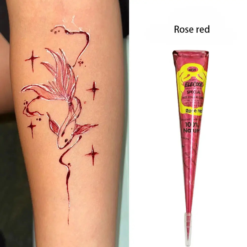 25g Indian Henna Dark Red Tattoo Paste Temporary Henna Cone For Tattoo Body Art Sticker Special Body Art Paint Henna