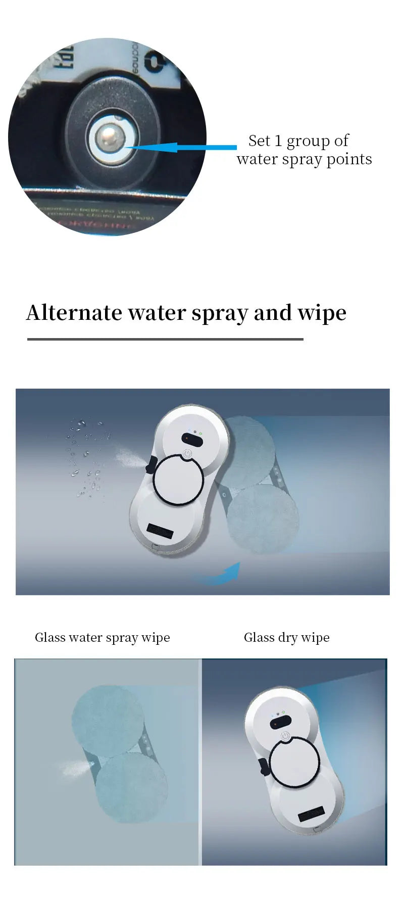 Water spray window cleaning robot intelligent high-rise double-sided brushless motor glass cleaner spray type