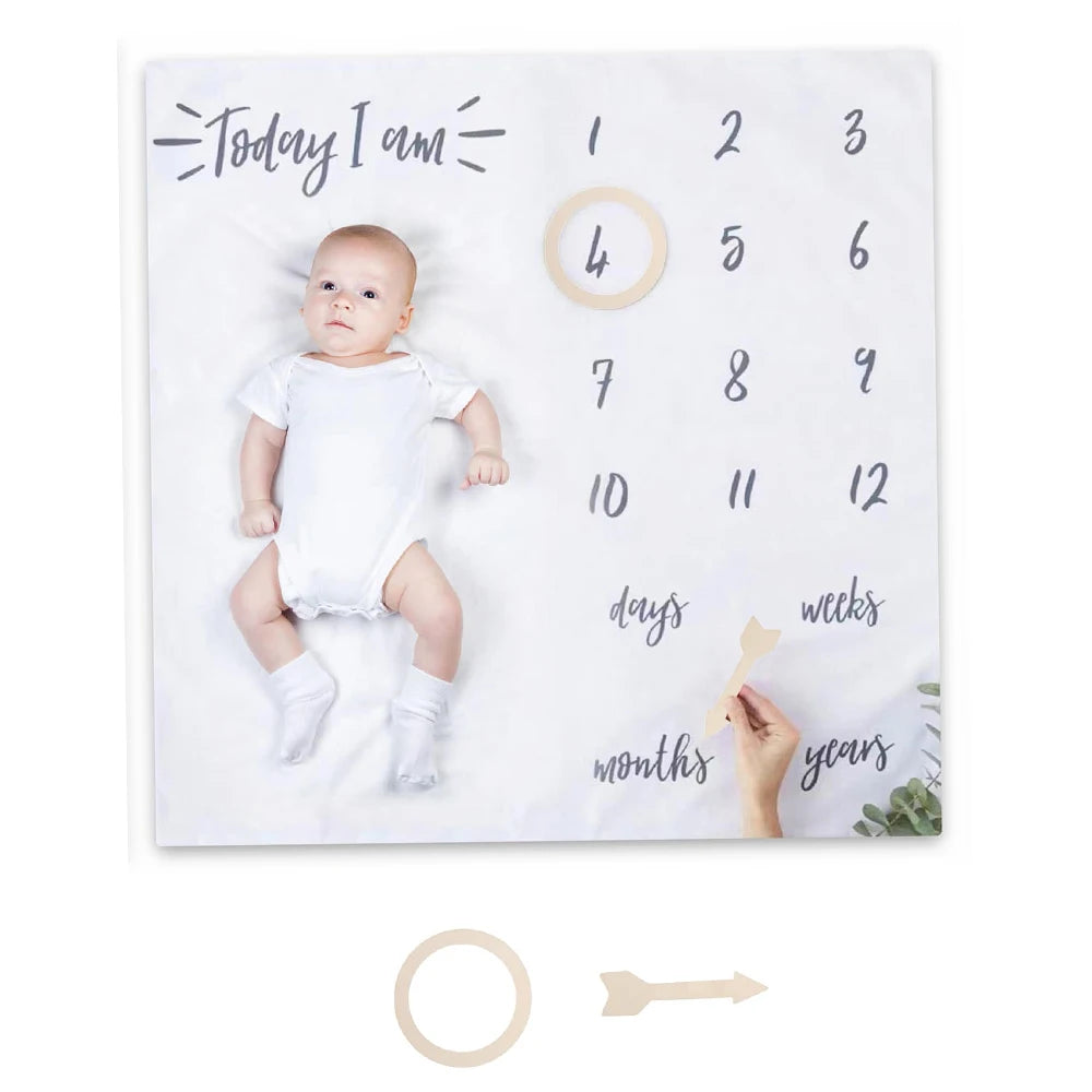 Ylsteed Newborn Milestone Blankets Baby Monthly Growth Souvenirs Infant Photo Shooting Background Blanket Match Wood Dics Card