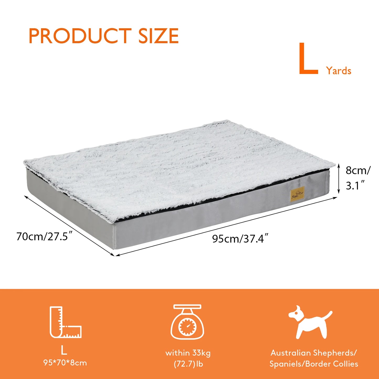 L-3XL Dog Bed Orthopedic Pet Calming Bed Soft Sponge Foam Base Dog Crate Kennels Mat with Removable Cover