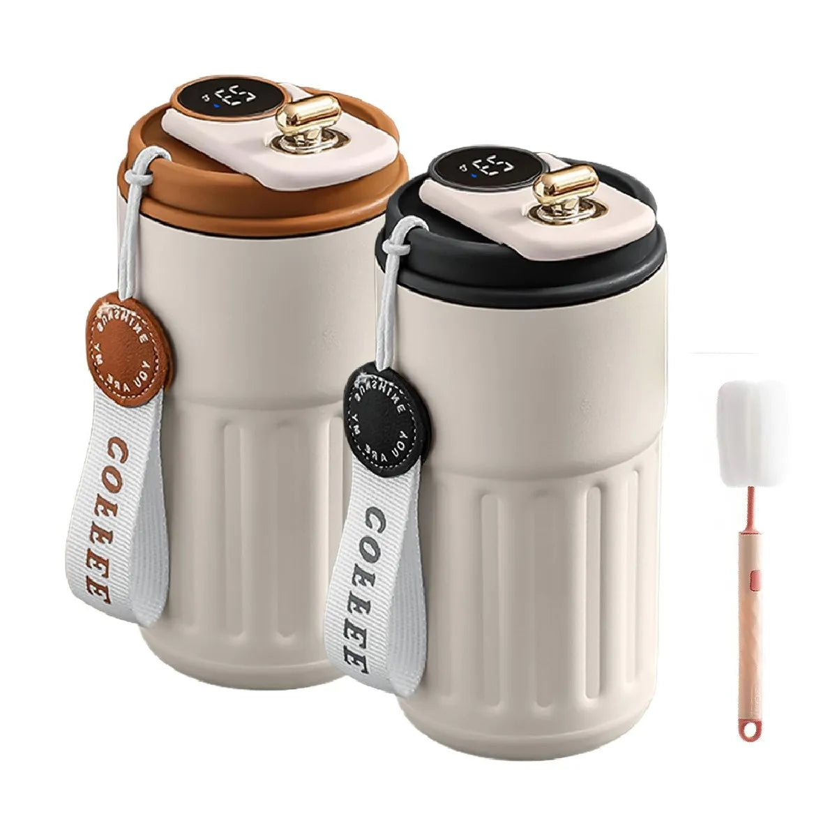 Travel Mug With Temperature Display, 304 Stainless Steel Vacumm Coffee Cups~
