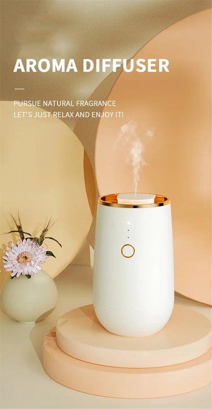 Car Aroma Diffuser Air Freshener Start-Off Function USB Rechargeable Essential Oil Diffuser 9 Color Lights Fragrance Diffuser