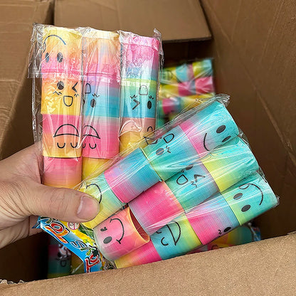 12/24 Rainbow Magic Springs Circle Toys Kids Birthday Party Favors Guests Giveaway Small Gifts Pinata Fillers Flexible Funny Toy